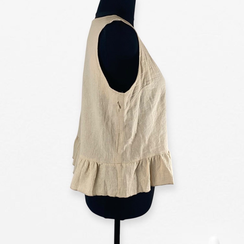 Tan beige 100% cotton Sleeveless Flowy Ruffle Top and matching Shorts XL - Picture 4 of 12
